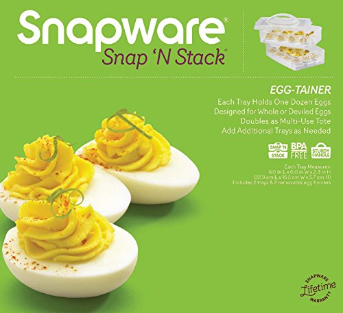 Snap 'N Stack Portable Storage Carrier With Lid For Eggs, BPA-Free Egg Holders, Dessert Carrier With Stackable Trays, Microwave, Freezer And Dishwasher Safe