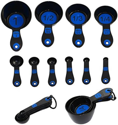  42018-1 Set Of 10 Piece Spoons And Measuring Cups (Black & Blue), White
