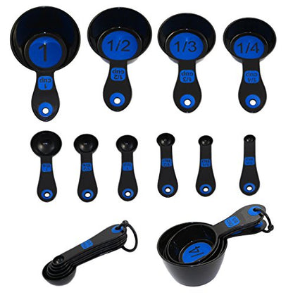 42018-1 Set Of 10 Piece Spoons And Measuring Cups (Black & Blue), White