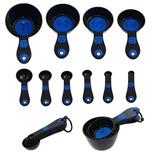  42018-1 Set Of 10 Piece Spoons And Measuring Cups (Black & Blue), White