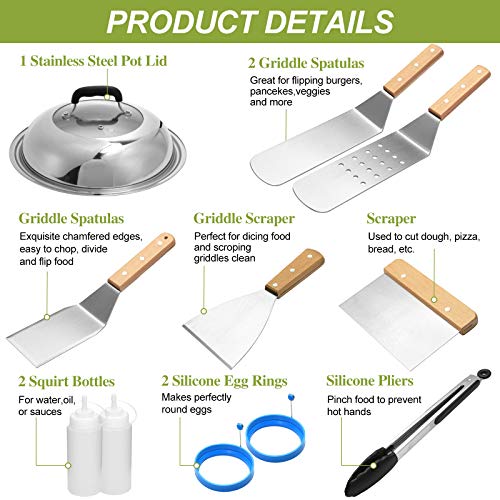 Griddle Accessories Compatible With Blackstone, Black Stone And Camp Chef, Flat Top Grill Accessories Kit, Outdoor Grille Accessories Set BBQ Tools With Griddle Spatula