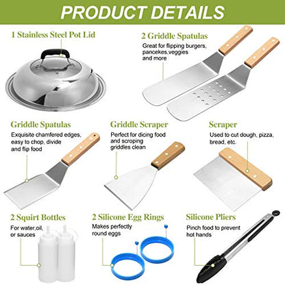  Griddle Accessories Compatible With Blackstone, Black Stone And Camp Chef, Flat Top Grill Accessories Kit, Outdoor Grille Accessories Set BBQ Tools With Griddle Spatula