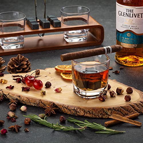  Whiskey Stones Gift Set With Stand | Handcrafted Whiskey Glass Set Granit Whiskey Rocks For Perfect Drink | Whiskey Gift Set & Whiskey Kit | Best Whisky Stones Glass Set For Men Dad (Mahogany)