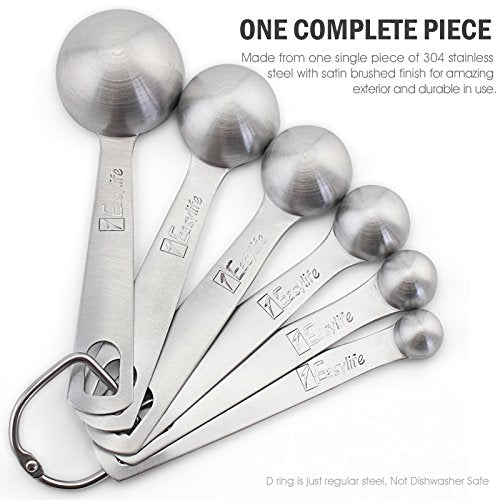  18/8 Stainless Steel Measuring Spoons, Set Of 6 For Measuring Dry And Liquid Ingredients