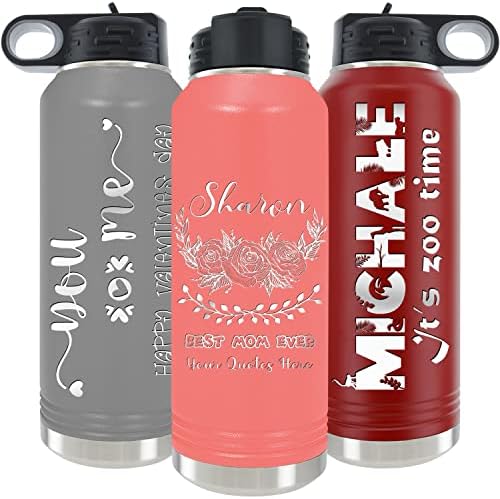  Nalized Water Bottle 40oz/32oz With Flip-Top Lid And Straw, Customized Vacuum Insulated Water Flask, Stainless Steel Sports Double Wall Thermos, Name/Text Engraved By IProductsUS (Teal)