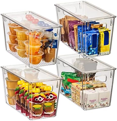  Plastic Storage Bins With Lids – Perfect Kitchen Organization Or Pantry Storage – Fridge Organizer, Pantry Organization And Storage Bins, Cabinet Organizers