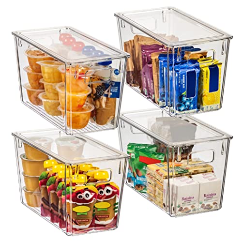  Plastic Storage Bins With Lids – Perfect Kitchen Organization Or Pantry Storage – Fridge Organizer, Pantry Organization And Storage Bins, Cabinet Organizers
