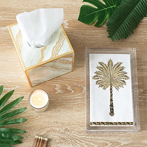  Grand Palms Paper Guest Towel Napkins In Black - Two Packs Of 15