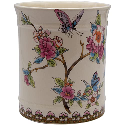  IMIFLA Utensil Crocks Extra Large Kitchen Utensil Holder For Countertop Ceramic Cooking Utensils Butterfly Ice Crack