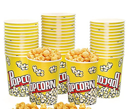  [25 Pack] 32 Oz Paper Popcorn Buckets – Leak-proof Disposable Popcorn Containers – Sturdy & Large Popcorn Cups Disposable For Movie Night, Carnivals, Theme Party Decorations (25)