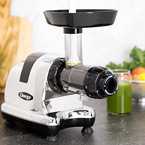 Omega J8006HDC Cold Press Juicer Machine, Vegetable And Fruit Juice Extractor And Nutrition System, Triple-Stage Slow Masticating Juicer, 200 W, Chrome