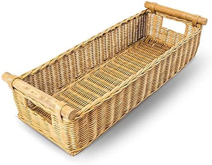  Ong Narrow Pole Handle Wicker Basket, Small, 17 In L X 5 In W X 5.25 In H, Sandstone