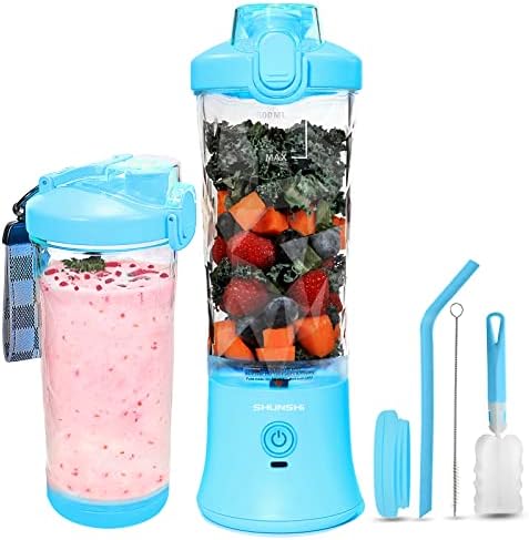  Portable Blender, Personal Size Blender For Shakes And Smoothies With 6 Blades Mini Blender 20 Oz For Kitchen,Home,Travel(White)