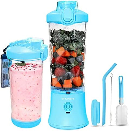  Portable Blender, Personal Size Blender For Shakes And Smoothies With 6 Blades Mini Blender 20 Oz For Kitchen,Home,Travel(White)