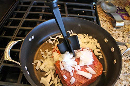  5 Blades Kitchen Ground Meat Chopper Spatula | Hamburger Ground Beef Mix N Chop Tools | For Non-Stick Cookware (Black)