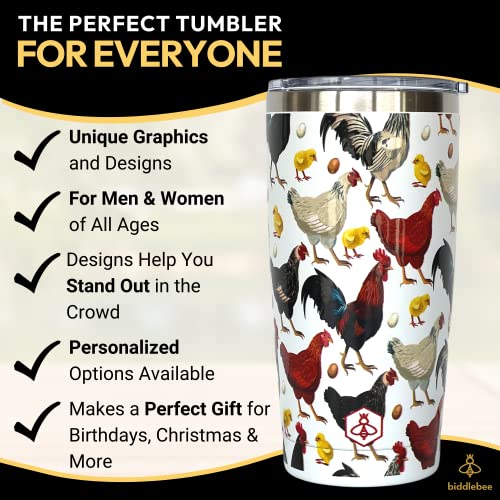  Chicken Gifts For Chicken Lovers Chickens Travel Coffee Mug W/Slider Lid | 20oz Spill Proof Insulated Coffee Tumbler | Chicken Mug | Great Gift For Birthday Or Christmas