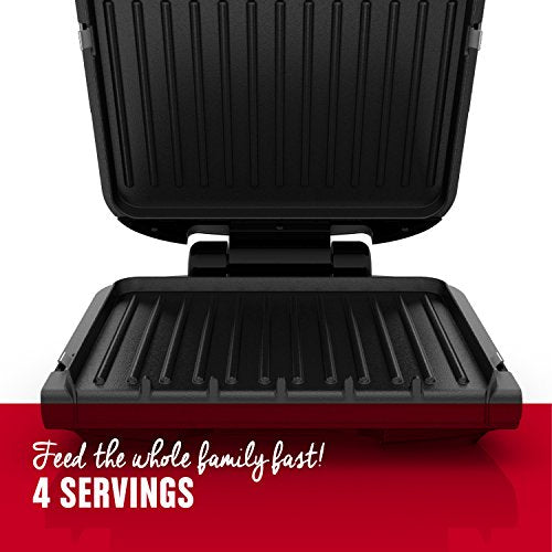  , Silver, 12+ Servings Upto 15 Indoor/Outdoor Electric Grill, GGR50B, REGULAR & 4-Serving Removable Plate Grill And Panini Press, Black, GRP1060B