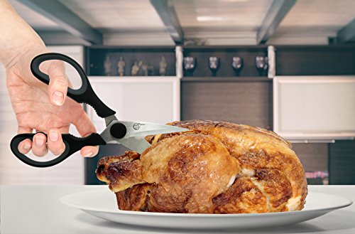  Kitchen Scissors With Magnetic Holder & Tea Infuser - Ultra Sharp Strong Durable - 100% Rust Proof - Soft Grip