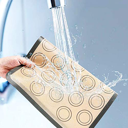  Macaron Silicone Baking Mats, Jsdoin Reusable Nonstick Macaron Parchment Paper, Baking Supplies Set, Include 2 Sheet Macaron Parchment Paper(16"x11.8"), 12 Piping Tip, 2 Piping Bag And 2 Bag Tie