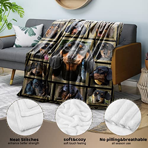  Dachshund Blanket,Dachshund Gift For Women,Dog Blanket Throw For Kid Adult Men Women Dachshund Lovers Super Soft Flannel Blanket For Bed Sofa Office Living Room Decor 60"x80"