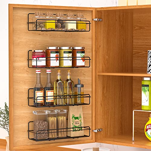  WEJIPP Spice Rack Holders Organizer For Wall Mount,Hanging Spice Shelf Storage Racks Seasoning Organizer Extra Storage For Kitchen Pantry Cabinet Cupboard Door Mount,4 Packs