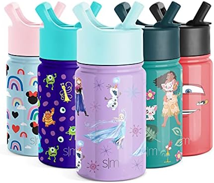  Disney Mickey Mouse Toddler Water Bottle With Straw Lid | Reusable Insulated Stainless Steel Kids Cup | Summit Collection | 10oz, Mickey & Friends