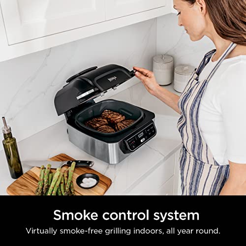 Ninja AG301 Foodi 5-in-1 Indoor Grill With Air Fry, Roast, Bake & Dehydrate, Black/Silver