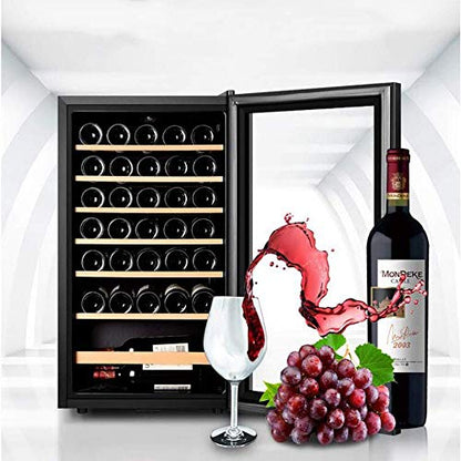  NIVOK 33 Bottles Wine Cooler, Digital Temperature Display-Double-Layer Tempered Glass Door-Quiet Operation Fridge Freestanding Wine Refrigerator