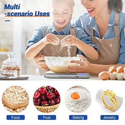  Kitchen Food Scale, Rechargeable Scale For Food Ounces And Grams, High Precision Digital Scale Used For Baking, Coffee Making, With LCD Display And 2 Trays