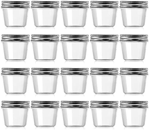  4 Ounce Clear Plastic Jars Containers With Screw On Lids - Refillable Round Empty Plastic Slime Storage Containers For Kitchen & Household Storage - BPA Free (20 Pack)