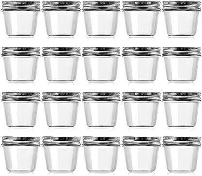  4 Ounce Clear Plastic Jars Containers With Screw On Lids - Refillable Round Empty Plastic Slime Storage Containers For Kitchen & Household Storage - BPA Free (20 Pack)