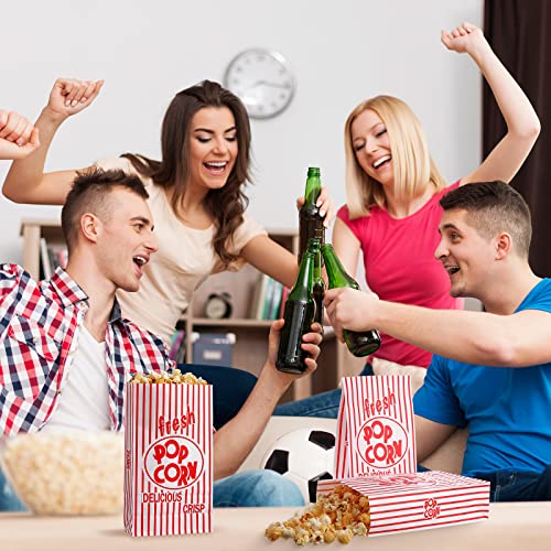  Paper Popcorn Bags 2 Oz Popcorn Bags Individual Servings Red And White Striped Popcorn Bags For Popcorn Machine Movie Nights Birthday Carnival Party Supplies (200 Pcs)