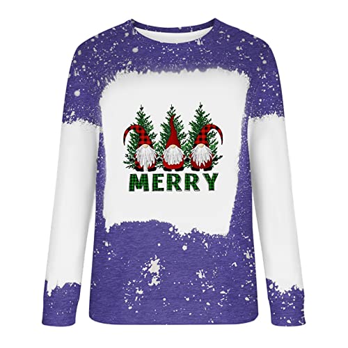  Womens Causal Loose Crewneck Fall Fashion Christmas Print Long Sleeve Sweatshirts Loose Tops Pullover Top Streetwear