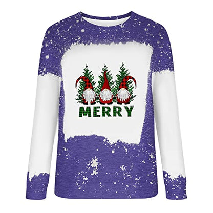  Womens Causal Loose Crewneck Fall Fashion Christmas Print Long Sleeve Sweatshirts Loose Tops Pullover Top Streetwear