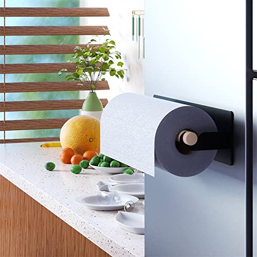  Magnetic Spice Rack Magnetic Paper Towel Holder For Refrigerator Fridge Organizer For Kitchen, Space Saver Container For Kitchen/Apartment, Drill Free, Black