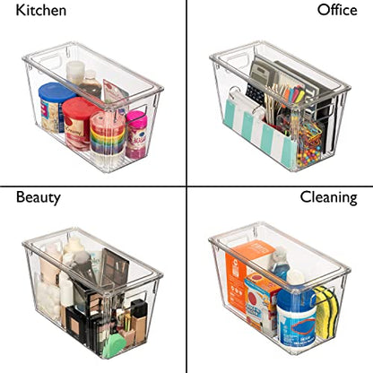  Plastic Storage Bins With Lids – Perfect Kitchen Organization Or Pantry Storage – Fridge Organizer, Pantry Organization And Storage Bins, Cabinet Organizers