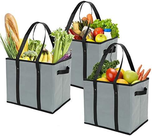  Reusable Grocery Bags Set Durable Heavy Duty Tote Bag Collapsible Grocery Shopping Box Bag With Reinforced Bottom