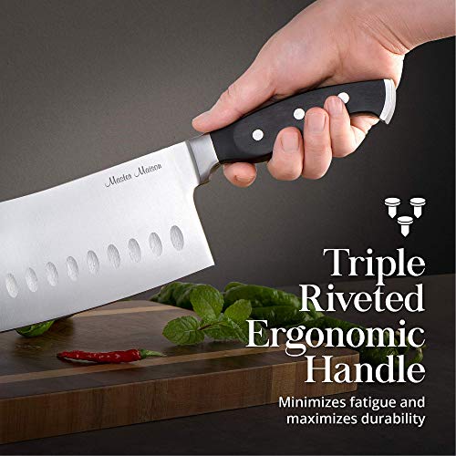  Kitchen Cleaver Knife Set - Stainless Steel Professional Blade & Bone Cutting Cleaver Knife - Sharp Butcher Knife - Best For Professional Chefs With Dual Sharpener & Edge Guard Cover