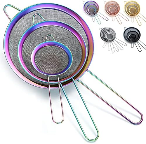  Fine Mesh Strainer 6 Pieces Set, Flour Sifter For Baking, Stainless Steel Clander, Matcha Tea Strainer, Gravy Separator, Stasher Sieve Pasta Strainers