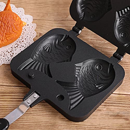  CHICIRIS Taiyaki Pan, Japanese Taiyaki Fish Waffle Maker Nonstick Cake Pan Pancake Double Pan, 7.1 X 5.5