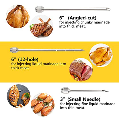  Ofargo Meat Injector, Meat Injectors For Smoking With 3 Marinade Injector Needles; Injector Marinades For Meats, Turkey, Brisket; 2-oz