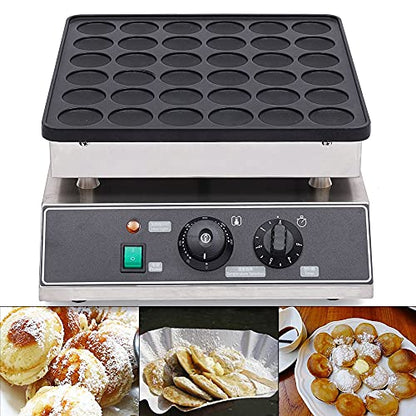  Mini Dutch Pancake Baker Maker, Commercial Electric Nonstick 36Pcs 1.9Inch Poffertje Mini Waffle Pancake Maker Stainless Steel For Restaurants, Cafes Shops