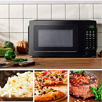  Countertop Microwave Oven With Child Lock, Small Microwave Ovens With Removable Turntable Push Button Door, 6 Auto Menus, 0.7 Cu.Ft, 700W, Black
