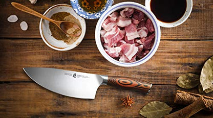  Herb Rocking&Salad Knife- Vegetable Cleaver - High Carbon German Stainless Steel Kitchen Knife - Pakkawood Handle Veggie Chopper - Luxurious Gift Box Included - 7 Inch - Fiery Phoenix Series