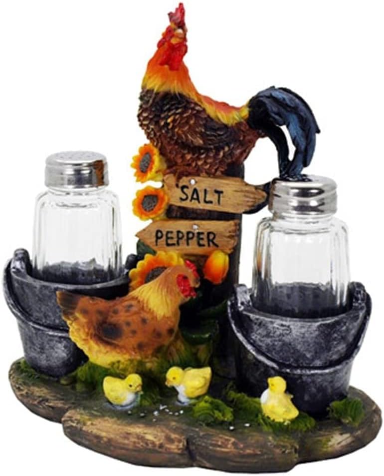  Animal Holder With Salt And Pepper Shaker Set (3 Piece) | Kitchen Décor And Accessories | Salt And Pepper Shakers | Home Décor | Home Decorations… (Rooster)