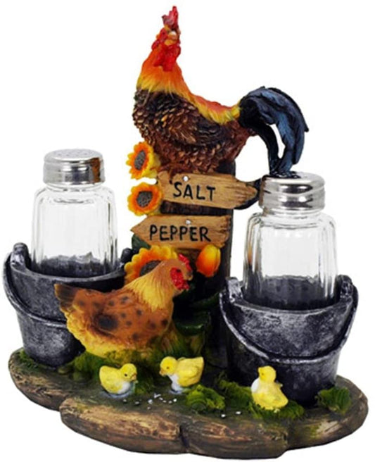  Animal Holder With Salt And Pepper Shaker Set (3 Piece) | Kitchen Décor And Accessories | Salt And Pepper Shakers | Home Décor | Home Decorations… (Rooster)