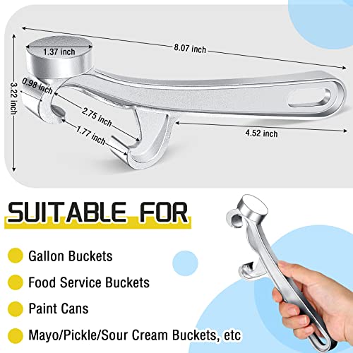  Aluminum Bucket Opener 5 Gallon Pail Opener Silver Buckets Lid Wrench Metal Can Opener Lid Remover Tool For Home Industrial Use (1 Piece), 21 Cm