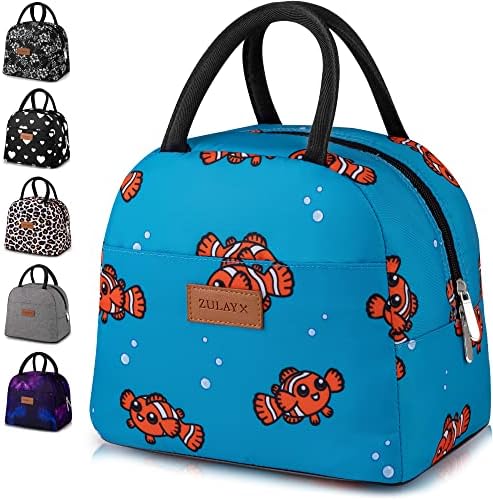  Insulated Lunch Box For Women - Tote Lunch Bag Women Insulated With Soft Padded Handles - Cute Lunch Bags For Women, Teens, Men - Ideal For Work, School, Picnics (Blue With Pink Flowers)