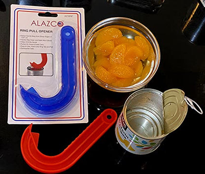  2 Easy Safe Ring Pull CAN OPENER Protects Nails Arthritis Hands Helper By ALAZCO RED & BLUE