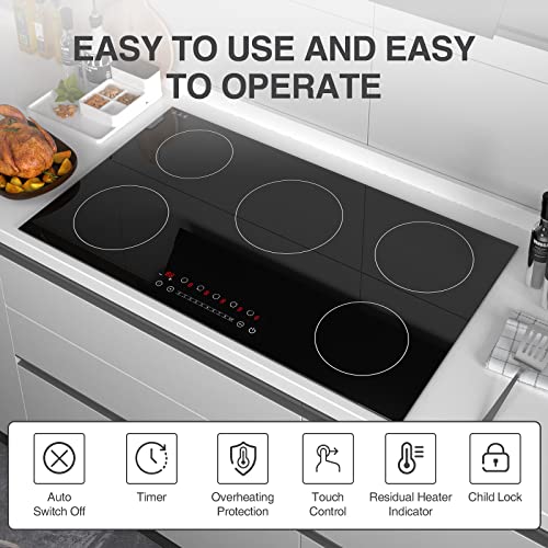  VBGK Induction Cooktop, Electric Stove Burner,Built-in And Countertop Electric Stove Top, LED Touch Screen,9 Heating Level, Timer & Kid Safety Lock, Touch Control